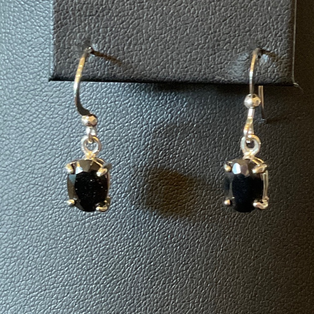 Pierced Dangle Black Spinel Earrings